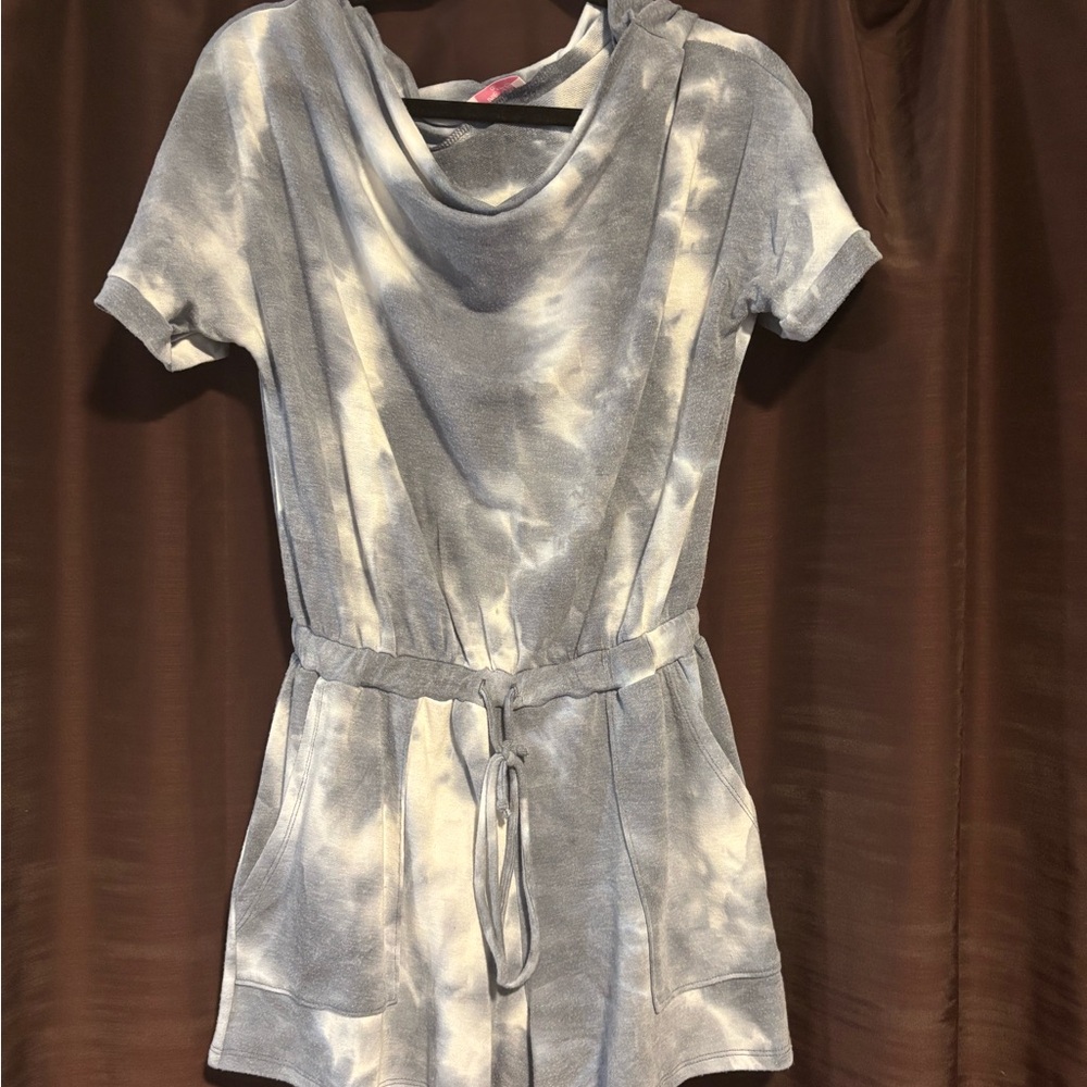 Pink Lily Blue Tie-Dye Romper